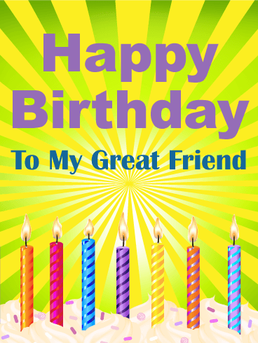 Colored Candles Happy Birthday Card for Friends