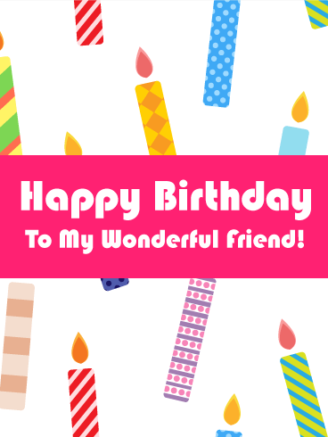Colorful Candles Happy Birthday Card for Friends