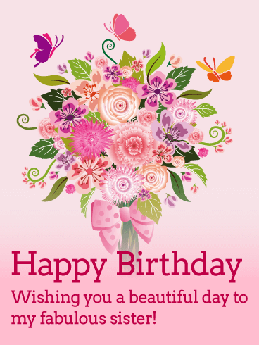 Flower Bouquet Happy Birthday Card