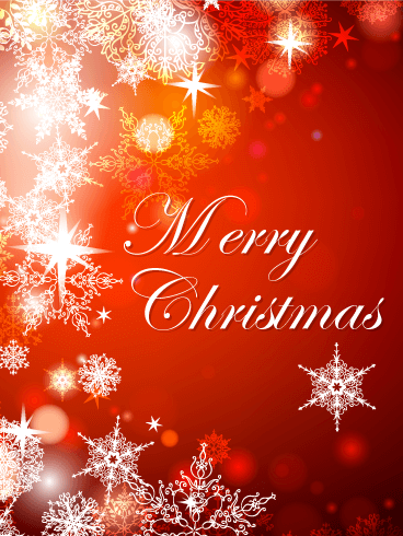 Glowing Red Merry Christmas Card