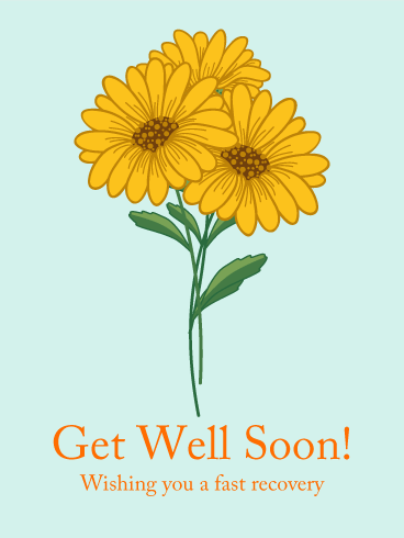 Orange Flower Get Well Card